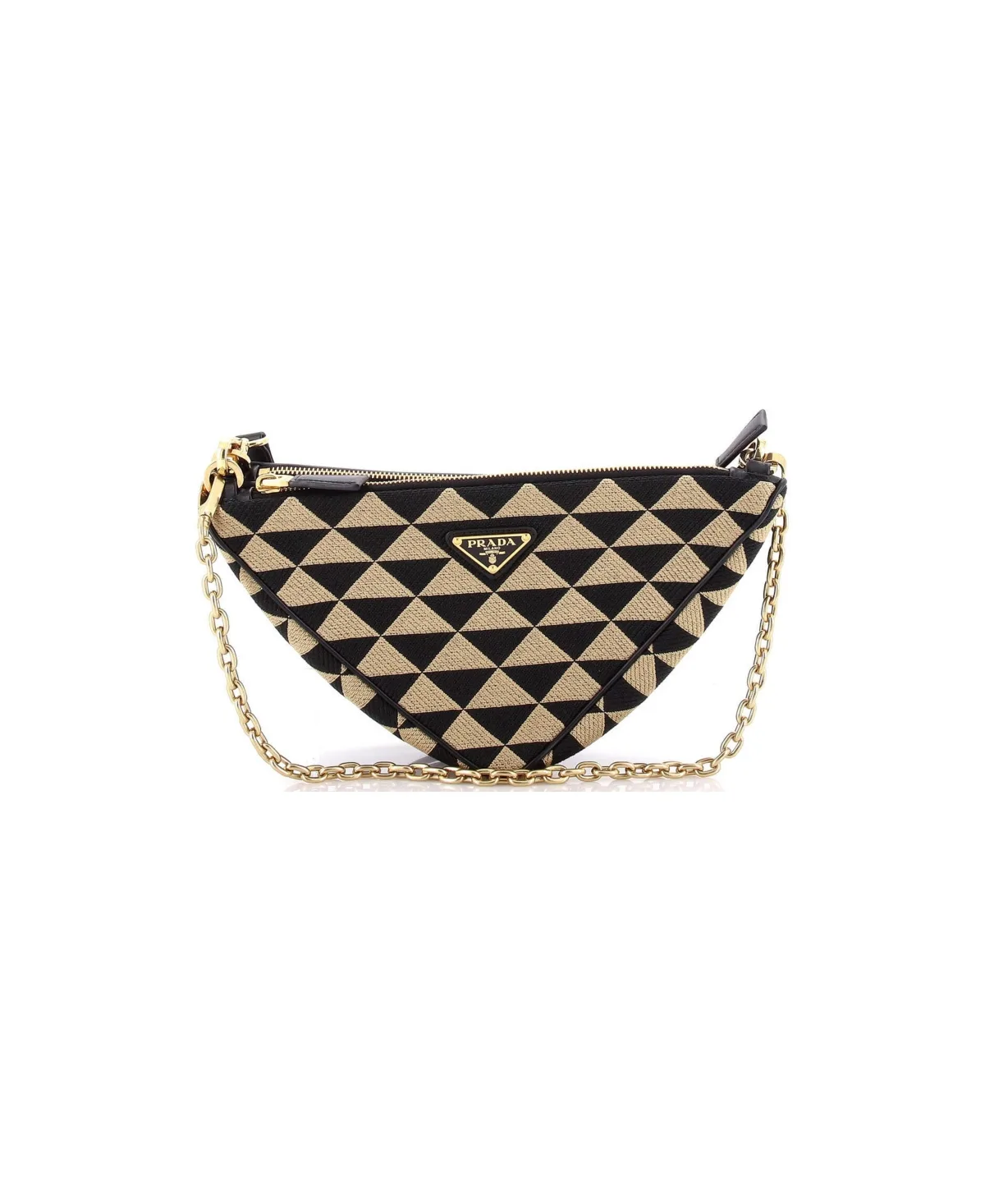 Pre-Owned Prada Mini Double Symbole Triangle Bag Leather and Jacquard by Prada