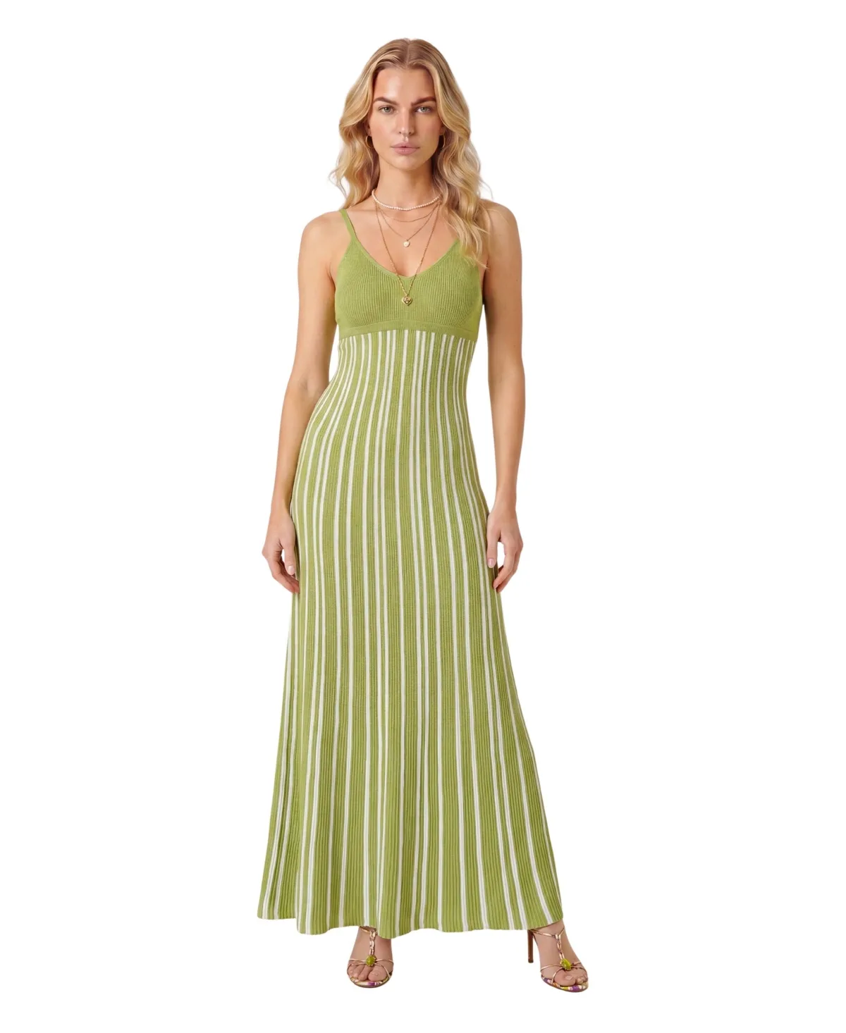 Striped Knit Maxi Dress by Modenaire
