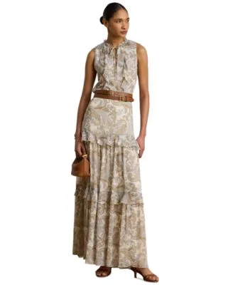 Lauren Ralph Lauren Tiered a Line Maxi Skirt by Ralph Lauren