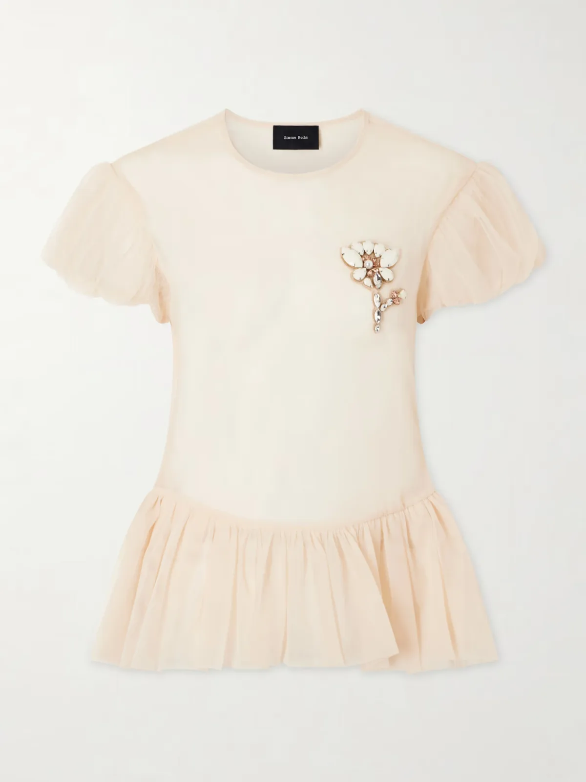 - Embellished Organza Peplum Blouse -