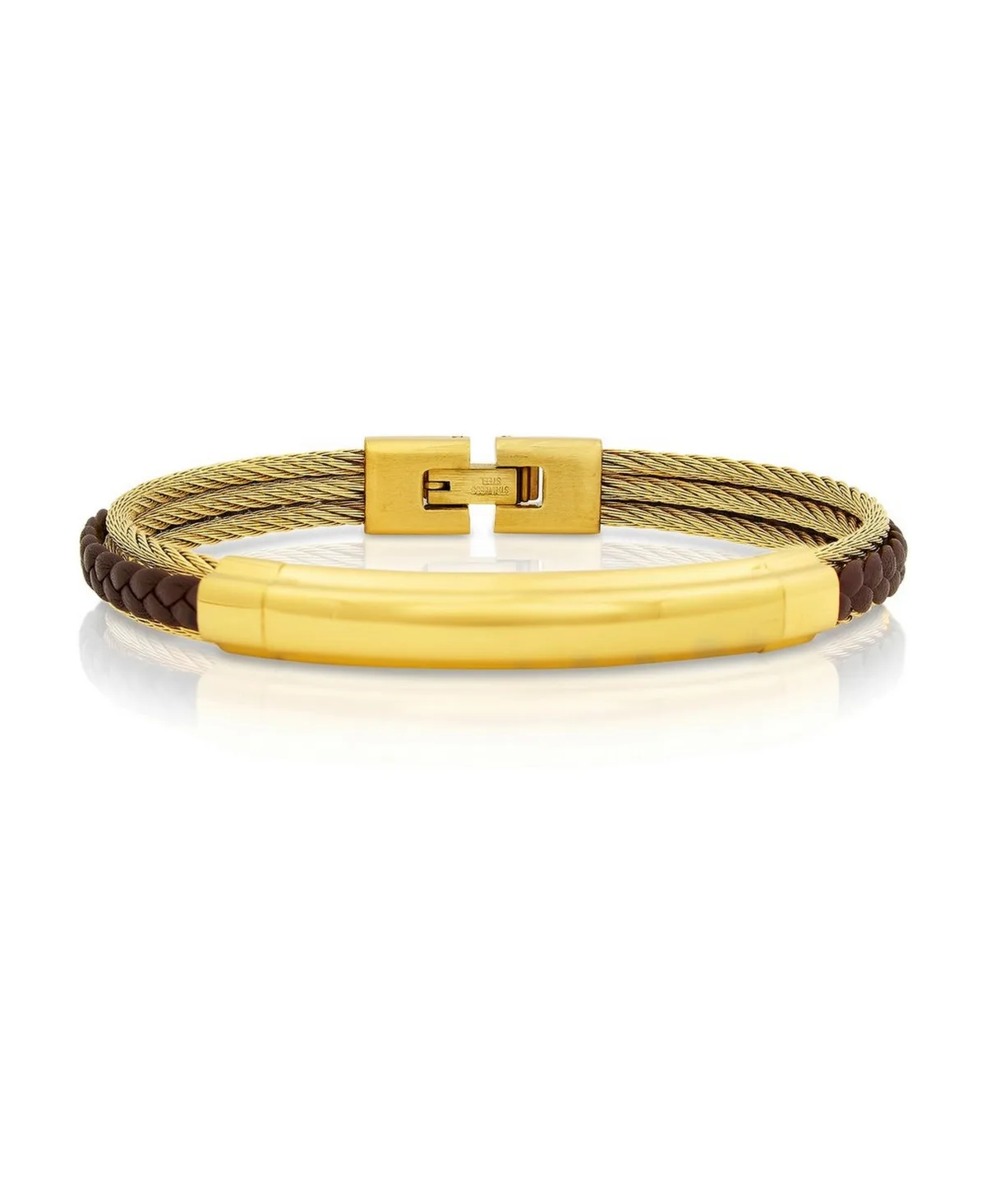 Stainless Steel and Genuine Leather Bracelet by Metallo