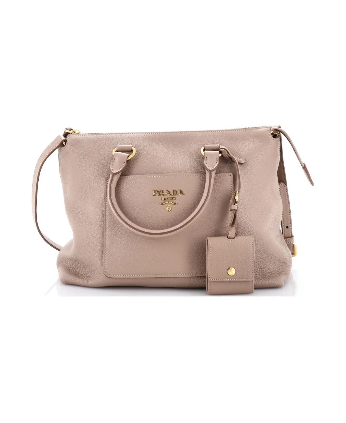 Pre-Owned Prada Medium Pocket Convertible Zip Satchel Vitello Daino by Prada