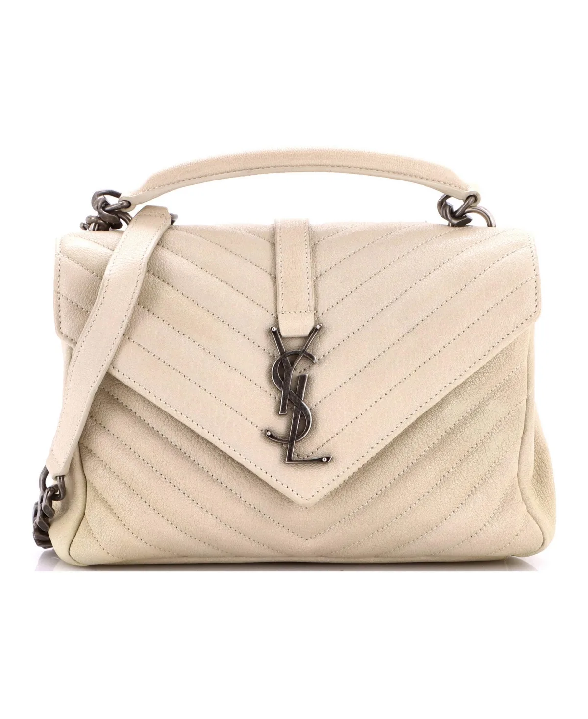 Pre-Owned Medium Classic Monogram College Bag Matelasse Chevron Leather by Saint Laurent