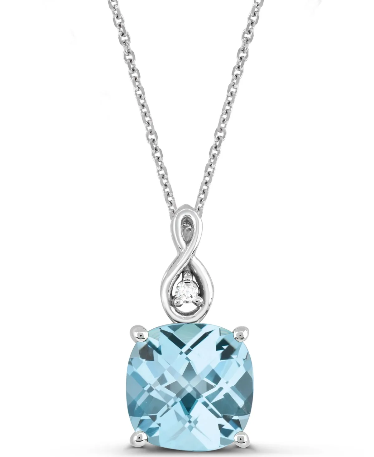 Sky Blue Topaz and Diamond Accent Pendant Necklace (1-3/4 ct. t.w.) in Sterling Silver by Macy's