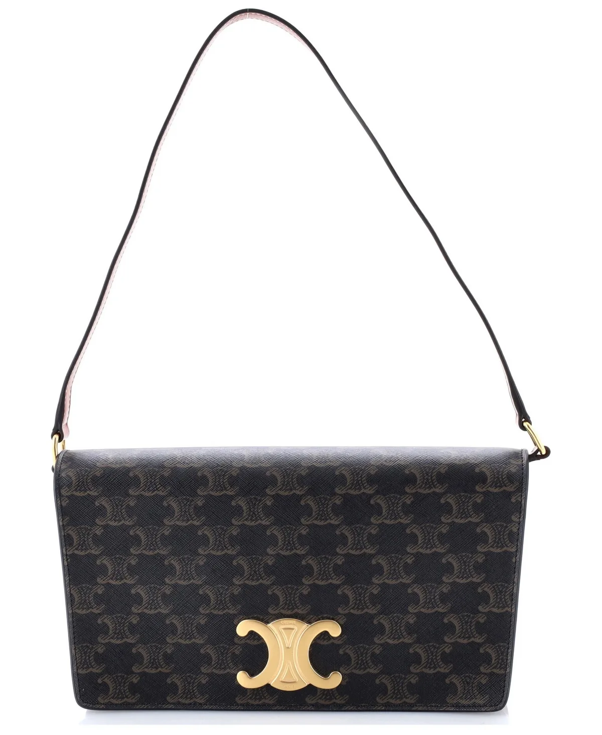 Pre-Owned Celine Trapeze Triomphe Shoulder Bag Triomphe Coated Canvas by Celine