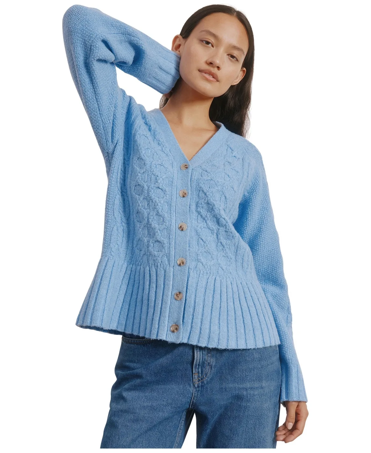 Cable Peplum Cardigan by Albaray