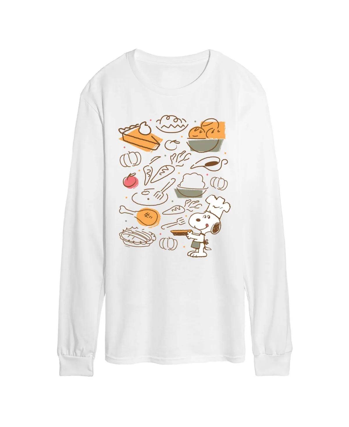 Snoopy Thanksgiving Food Grid Long-Sleeve Crewneck T-Shirt