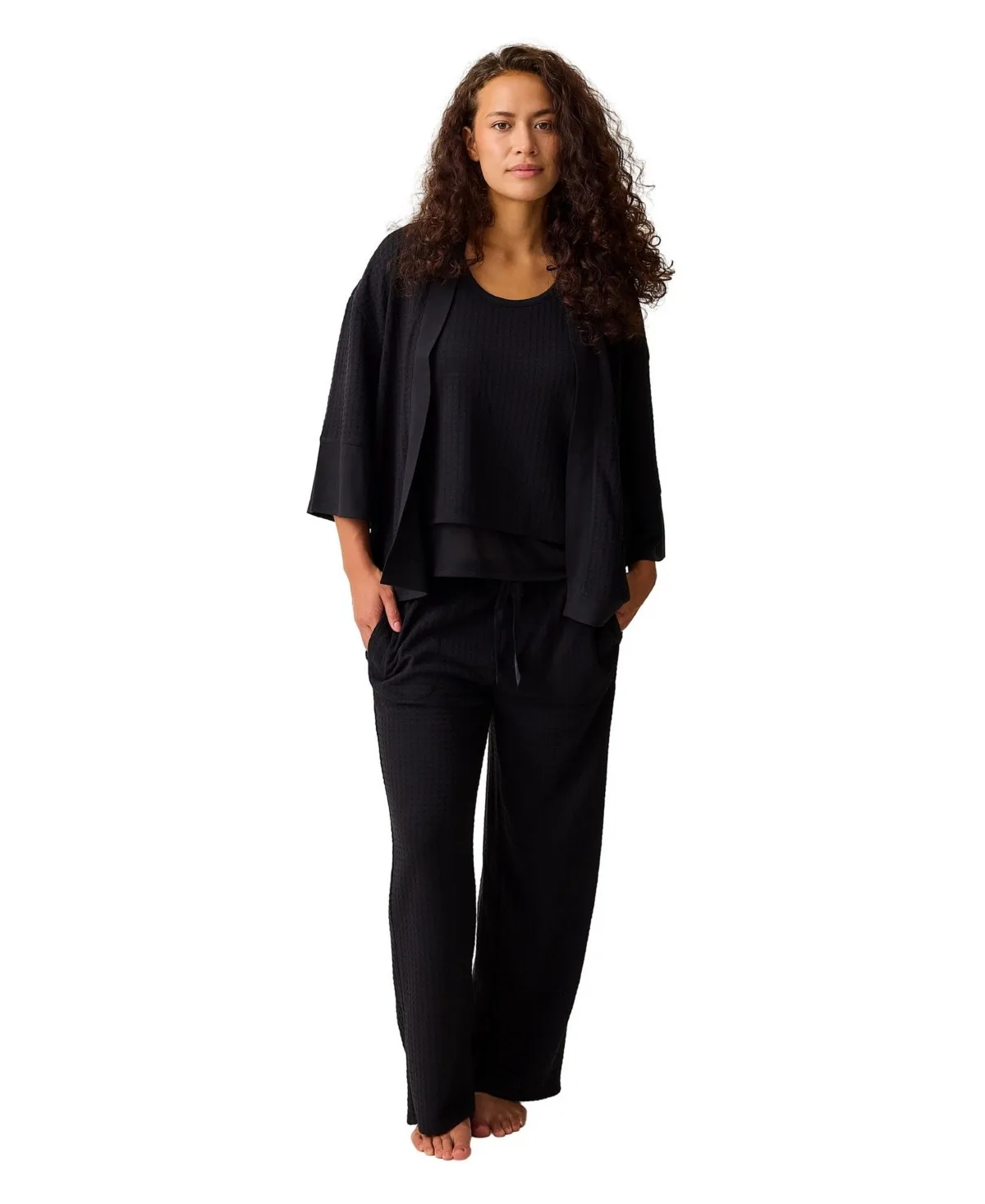 Waffle-Knit Nursing Tank, Layering Top, and Pants, 3-Piece Set by Kindred Bravely