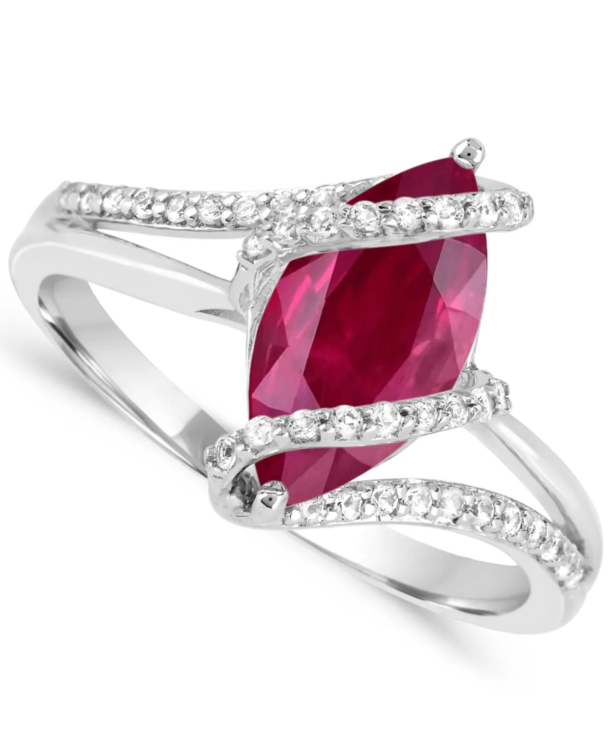 Lab-Grown Ruby and Lab-Grown White Sapphire Ring (1-3/4 ct. t.w. Ruby, 1/3 ct. t.w. White Sapphire) in Sterling Silver by Macy's