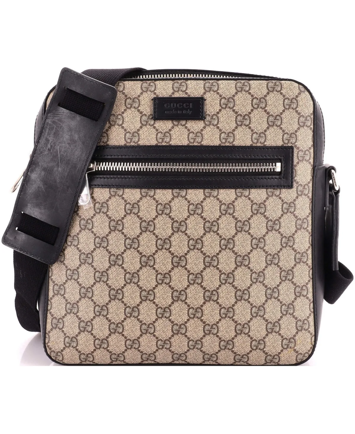 Pre-Owned Medium Front Zip Messenger GG Coated Canvas by Gucci