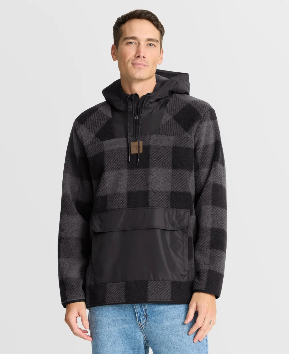 Kansas City Chiefs Oversized Elements Plaid Polar Fleece Quarter-Zip Hoodie by Fanatics