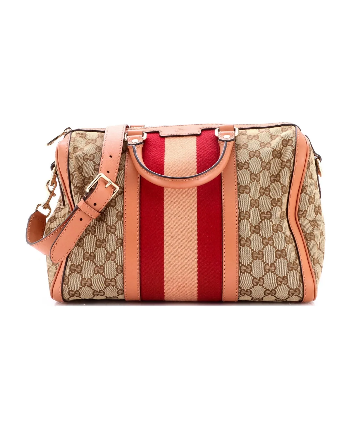 Pre-Owned Gucci Medium Vintage Web Boston Bag Gg Canvas by Gucci