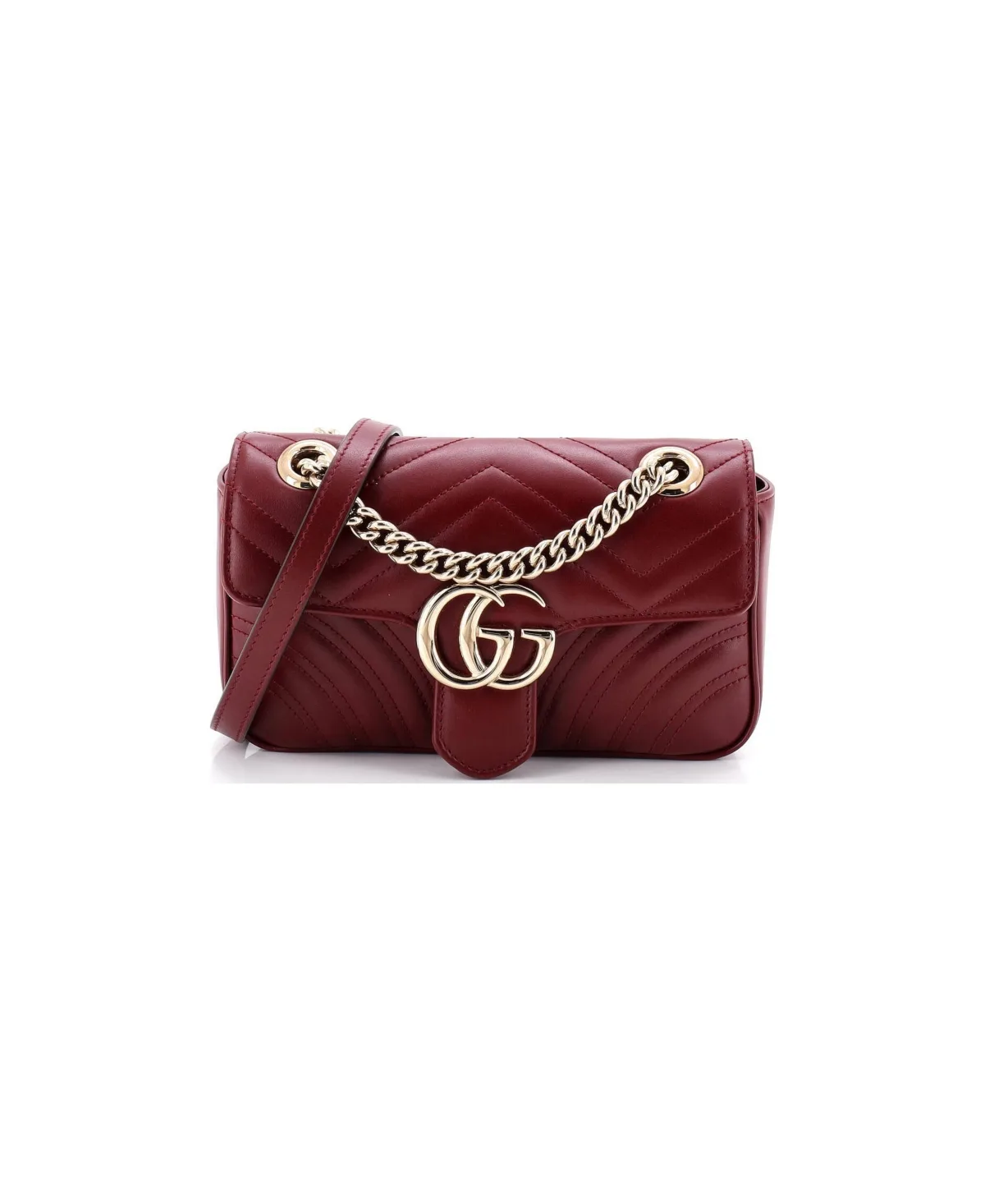 Pre-Owned Gucci Small Gg Marmont Flap Bag Matelasse Leather by Gucci