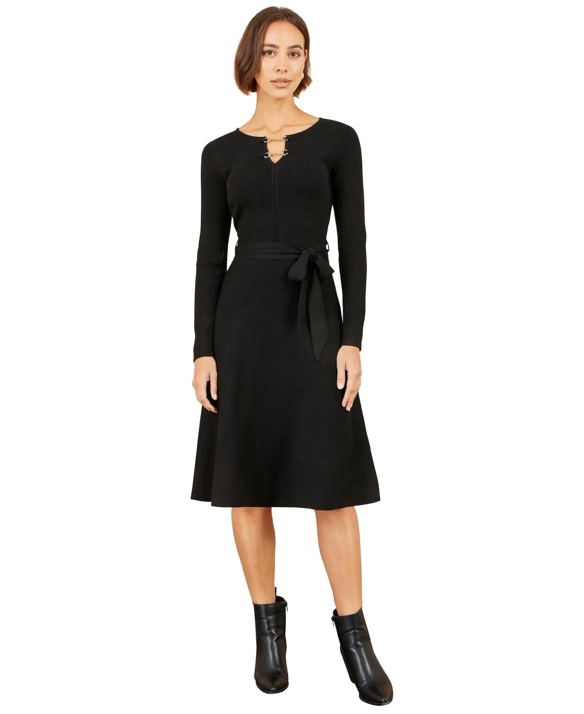 Fit & Flare Long-Sleeve Sweater Dress by Yumi