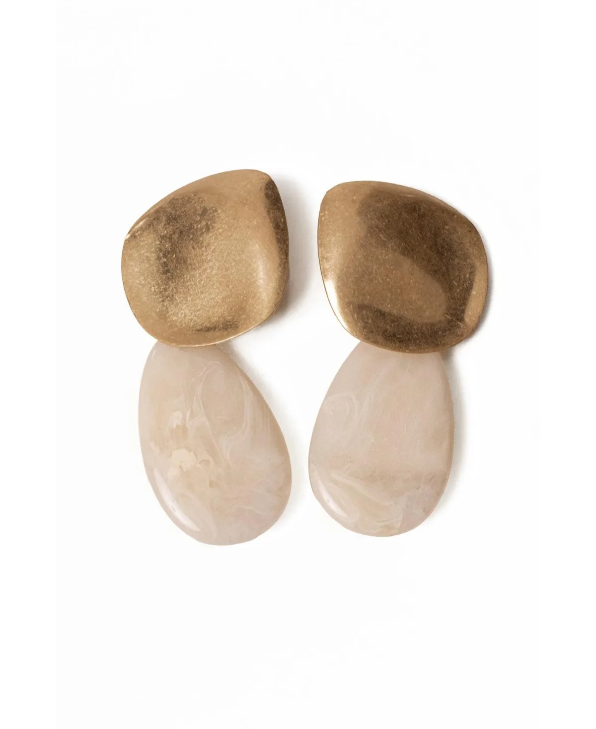 Gold-Tone Aris Molten Hammered Teardrop Drop Earrings