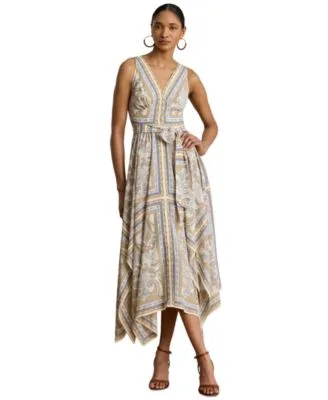 Lauren Ralph Lauren Sleeveless Handkerchief Hem Midi Dress by Ralph Lauren