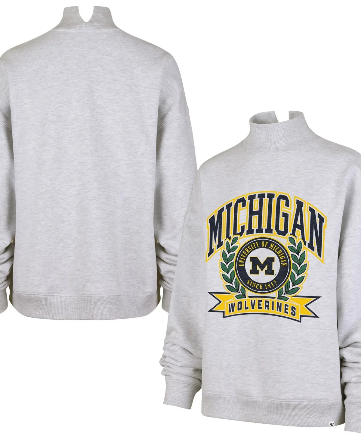 Michigan Wolverines Laurel Arch Mock Neck Sweatshirt by 47 Brand