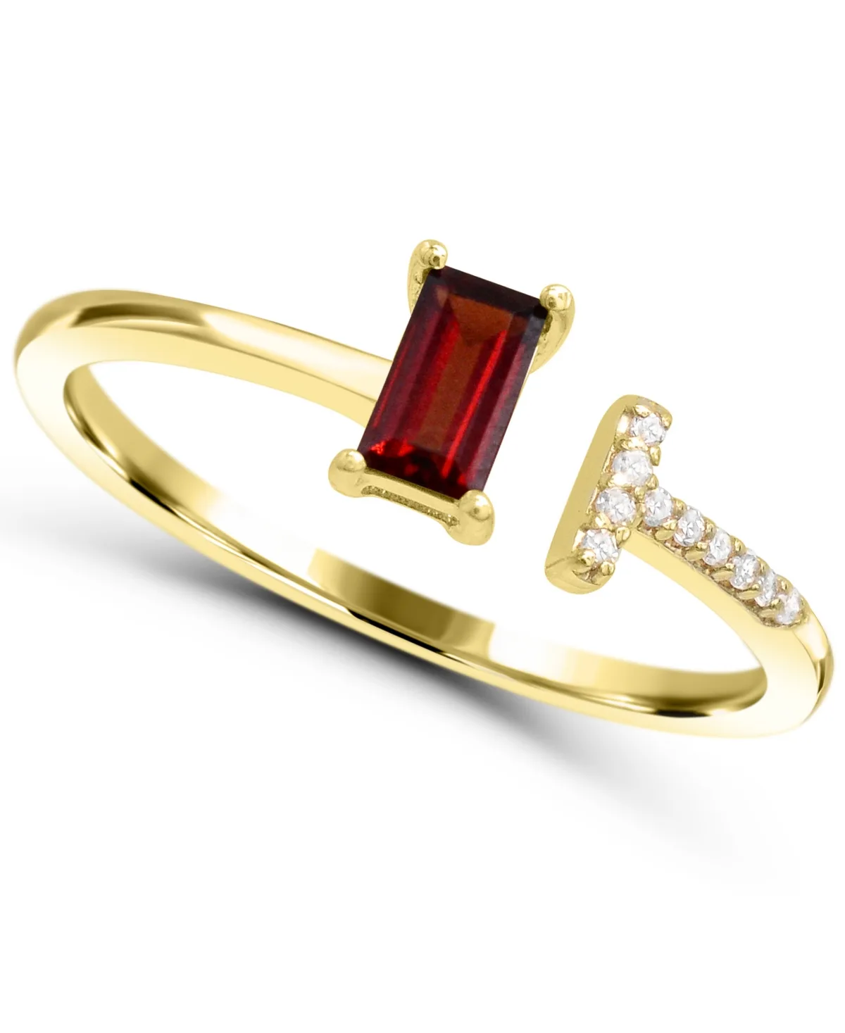 Garnet (1/4 ct. t.w.) and Diamond Accent Ring in 14k Gold-Plated Sterling Silver by Macy's