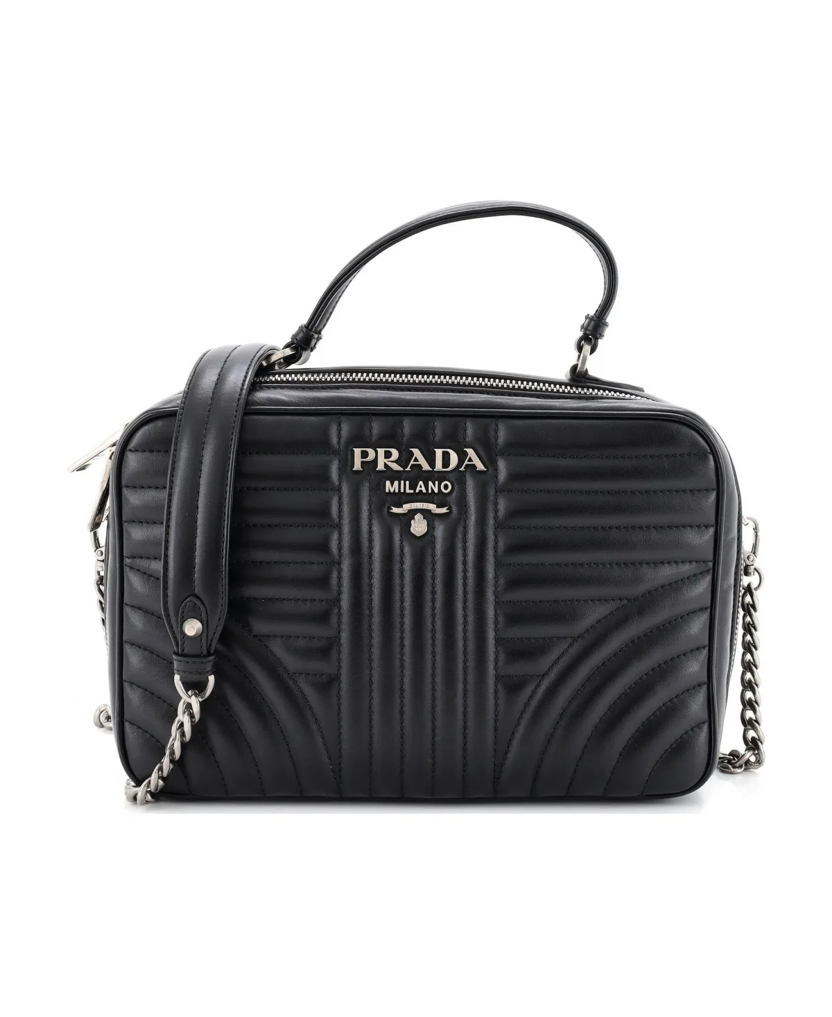 Pre-Owned Prada Medium Zip Around Top Handle Bag Diagramme Quilted Leather by Prada