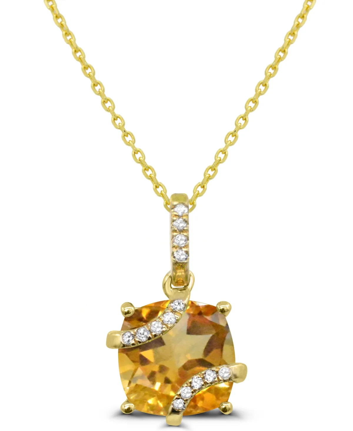 Citrine and Diamond Accent Pendant Necklace (1-1/10 ct. t.w.) in 14k Gold-Plated Sterling Silver by Macy's