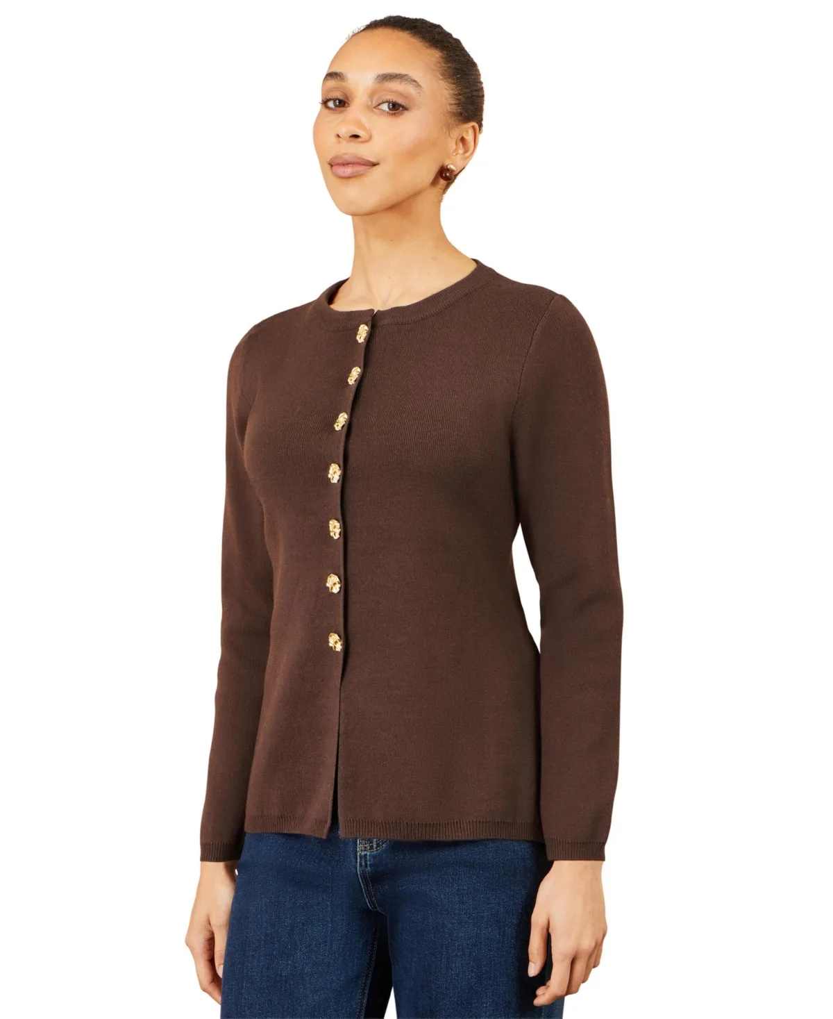 Fitted Long-Sleeve Peplum Cardigan by Yumi