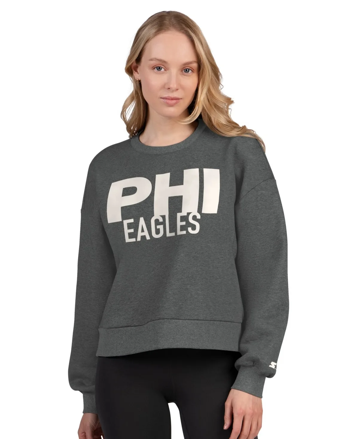 Philadelphia Eagles Show Up Cropped Fleece Pullover Sweatshirt by Starter