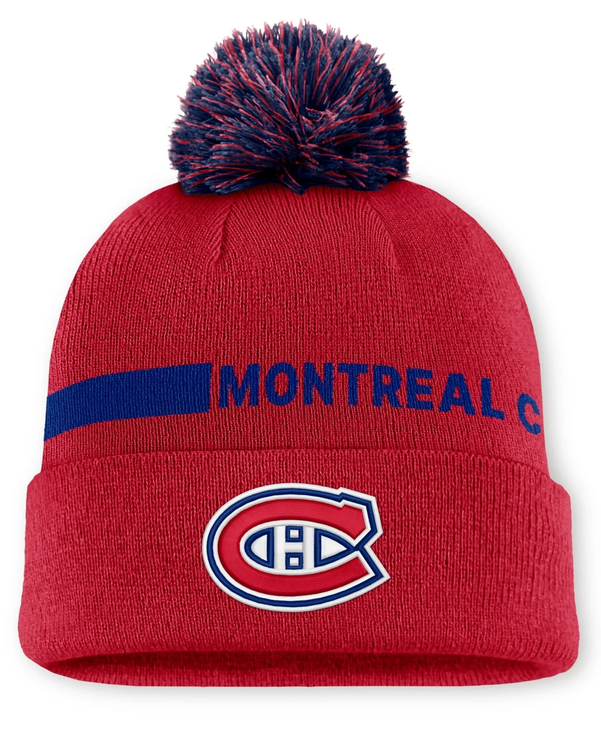 Montreal Canadiens Authentic Pro Rink Cuffed Knit with Pom Hat by Fanatics