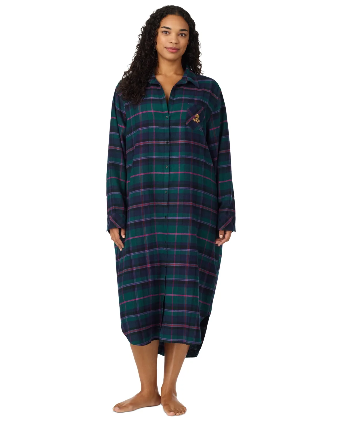 Lauren Ralph Lauren Long-Sleeve Button-Front Plaid Sleep Shirt by Ralph Lauren