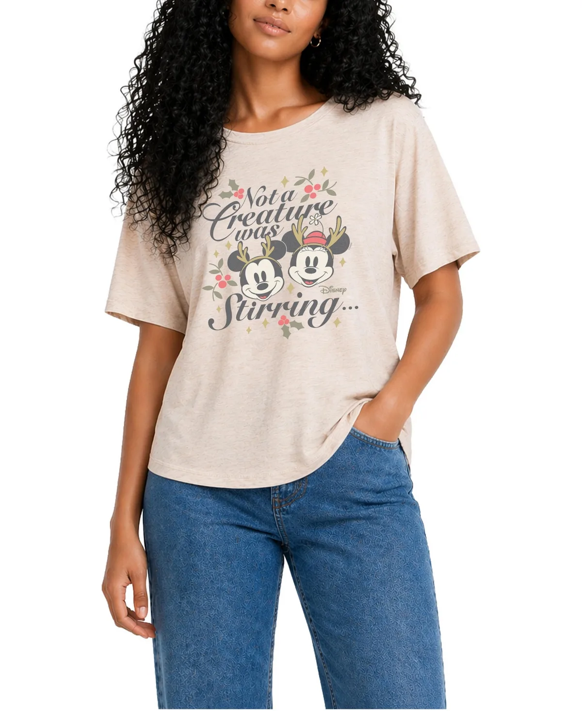 Not a Creature Was Stirring Mickey Minnie Relaxed Fit T-Shirt by Disney