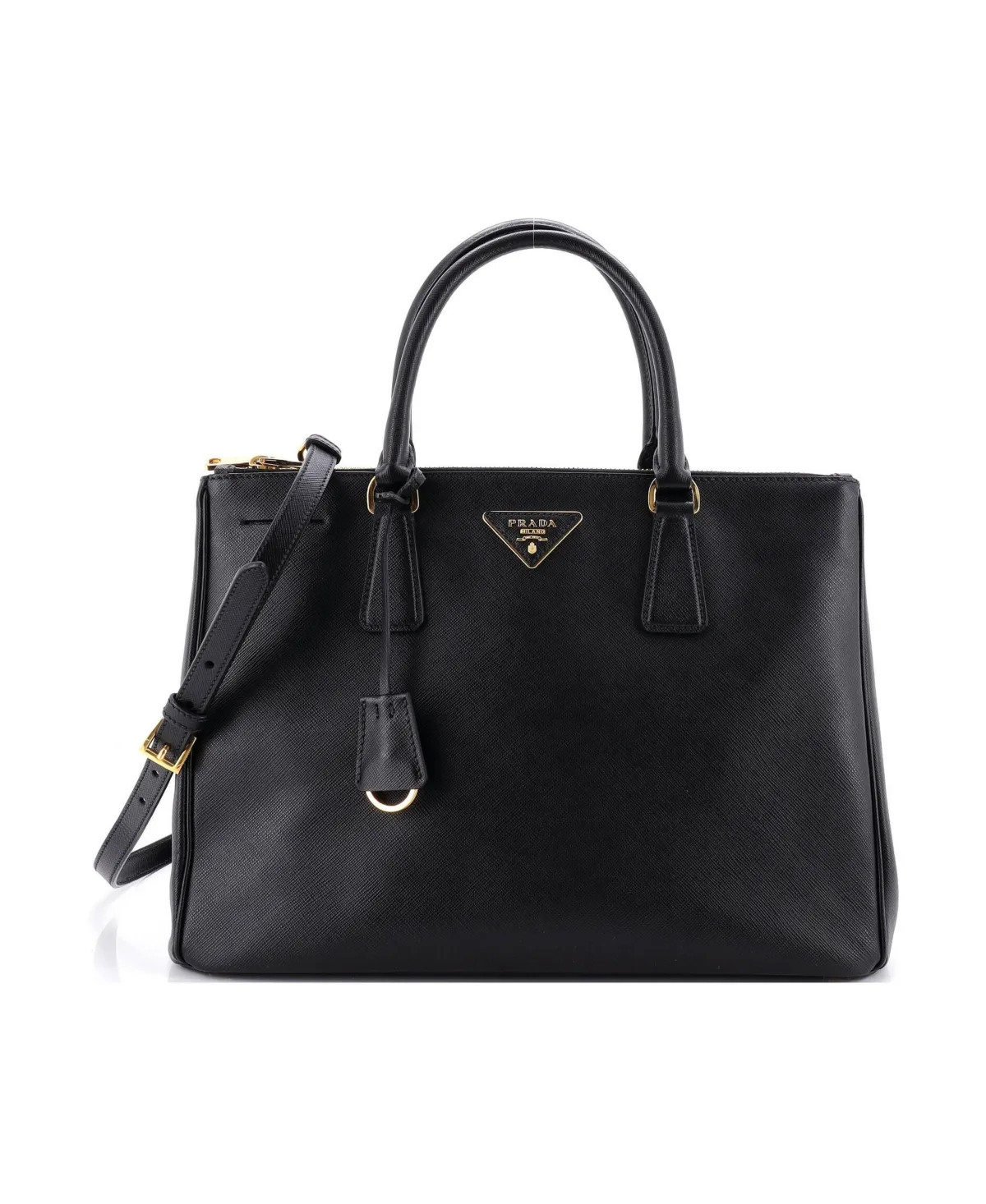 Pre-Owned Prada Medium Double Zip Lux Tote Saffiano Leather by Prada