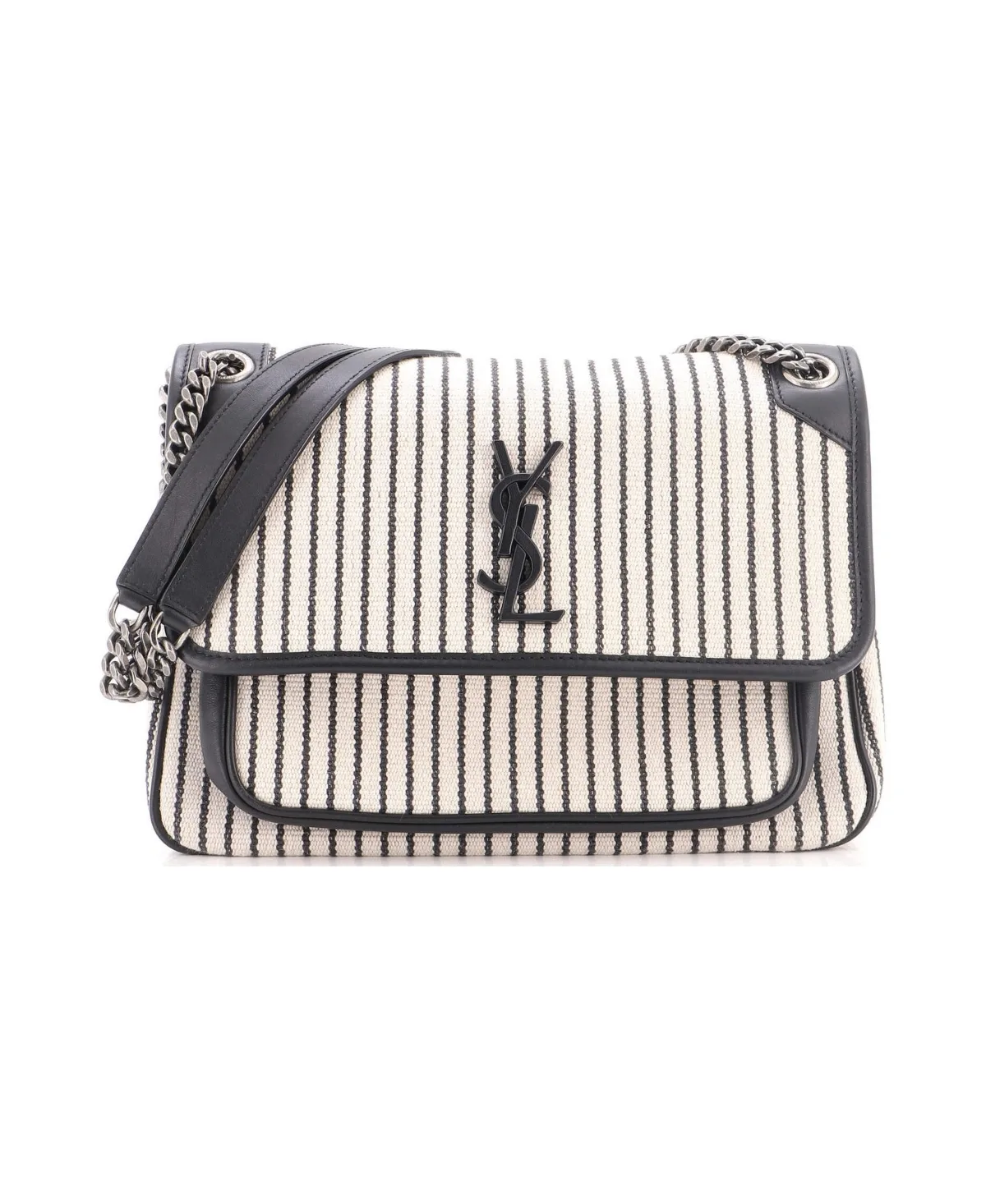 Pre-Owned Saint Laurent Medium Niki Chain Flap Bag Embroidered Canvas by Saint Laurent