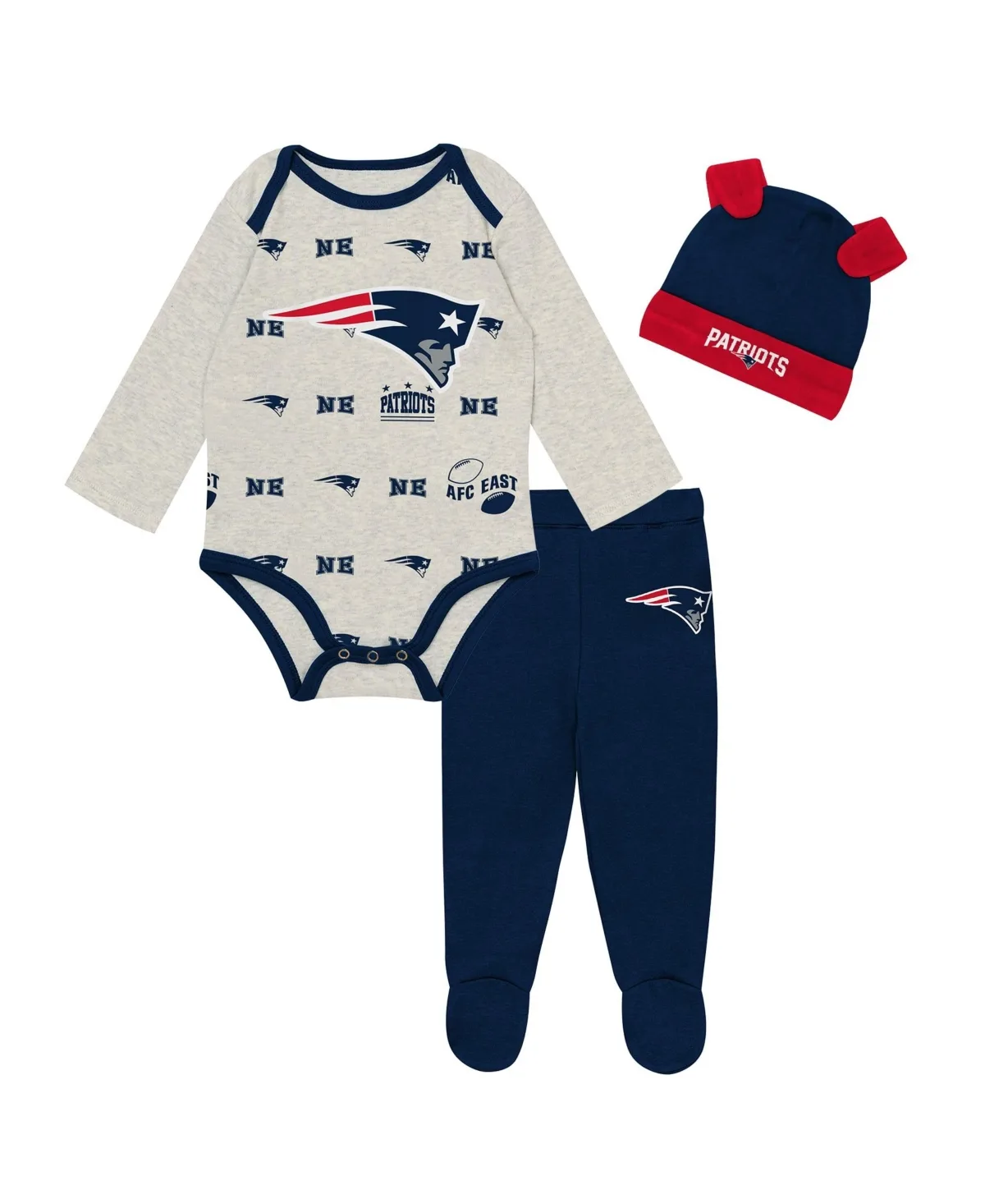 New England Patriots Huddles Giggles 3-Piece Pant and Hat Set by Outerstuff