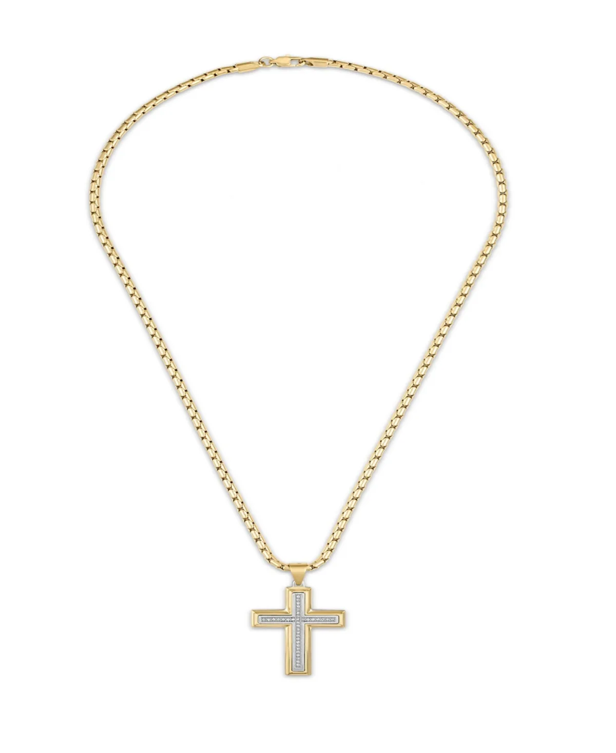 Diamond Cross Pendant Necklace (1/5 ct. t.w.) in Stainless Steel by Macy's
