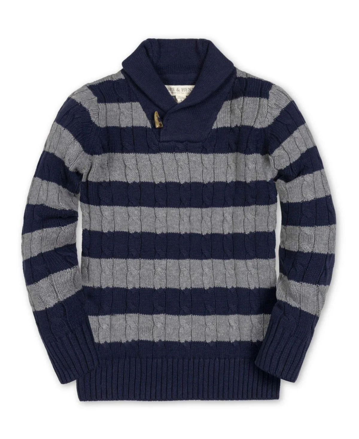 Cable-Knit Shawl-Collar Cotton Sweater by Hope & Henry