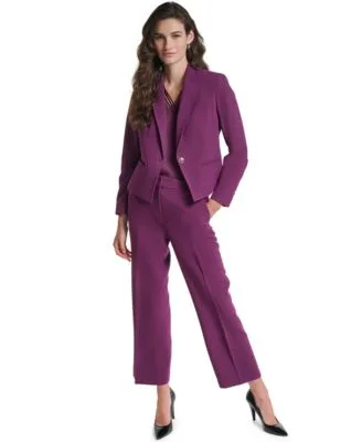 Cropped Single Button Blazer Mid Rise Boot Cut Pants by Karl Lagerfeld