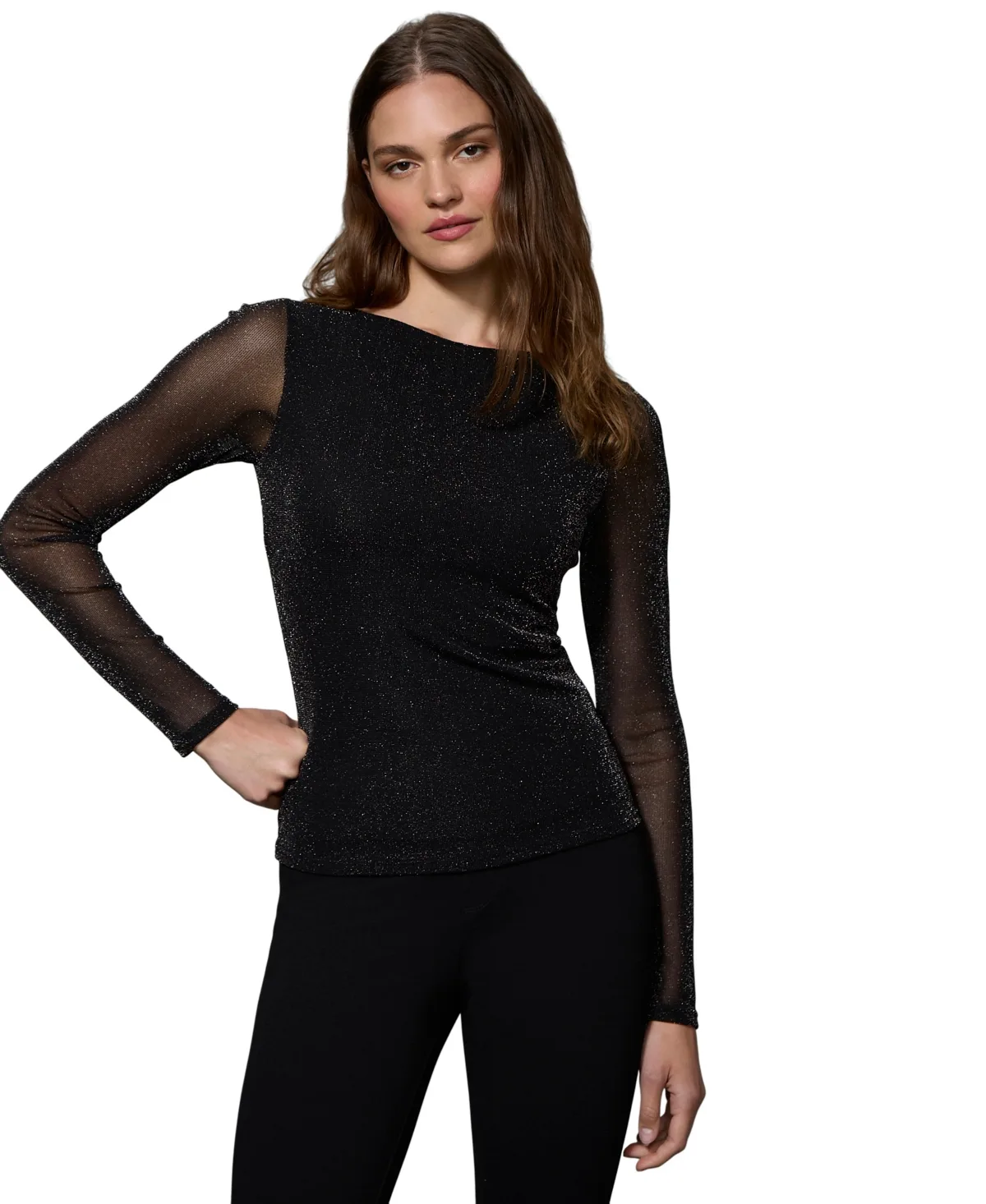 Sparkle Boatneck Long-Sleeve T-Shirt