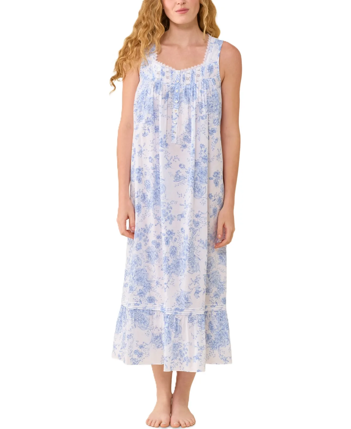 Sleeveless Sweetheart Neckline Button Front Nightgown by Eileen West