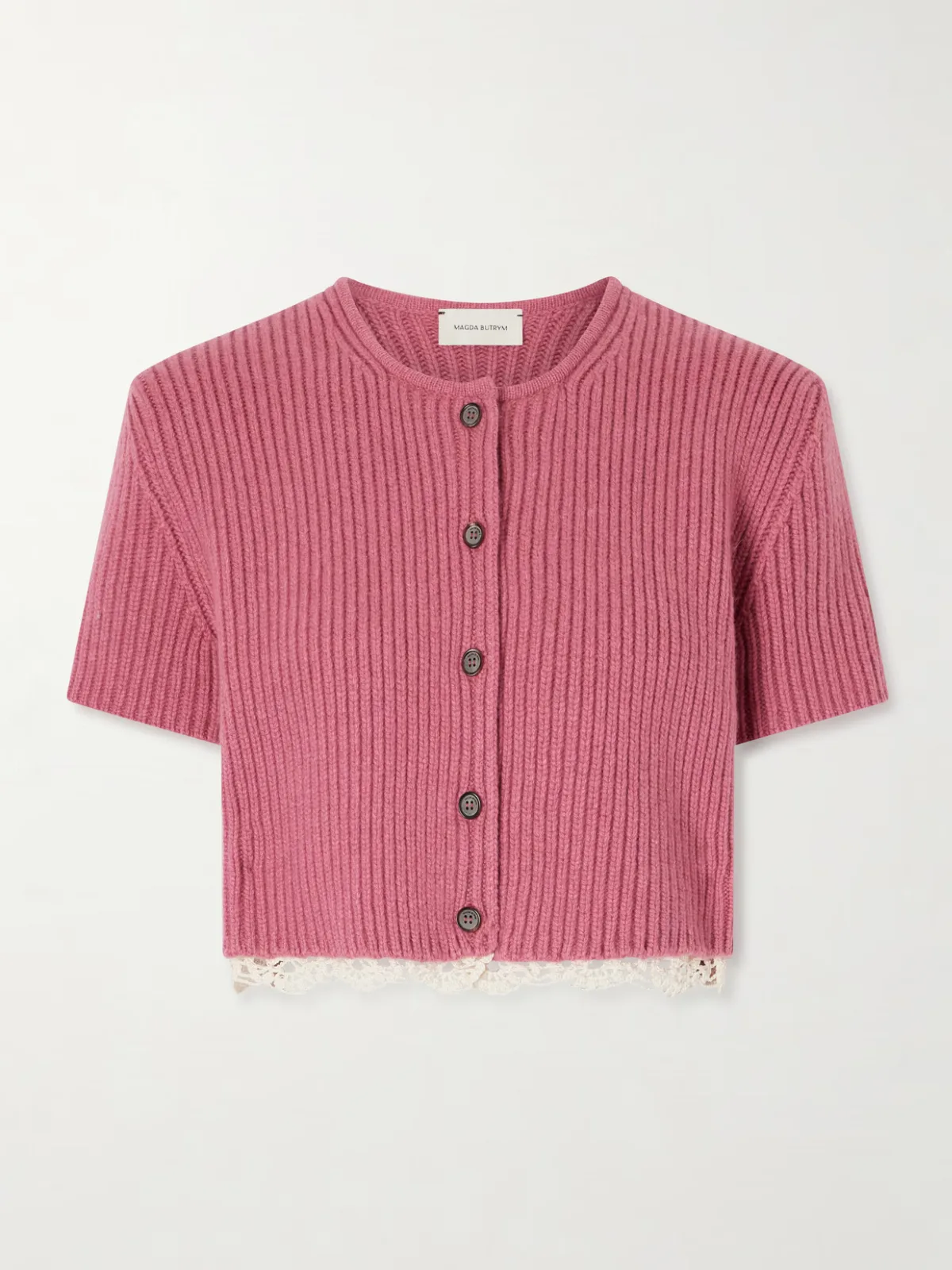 - Cropped Crochet-trimmed Cashmere Cardigan -