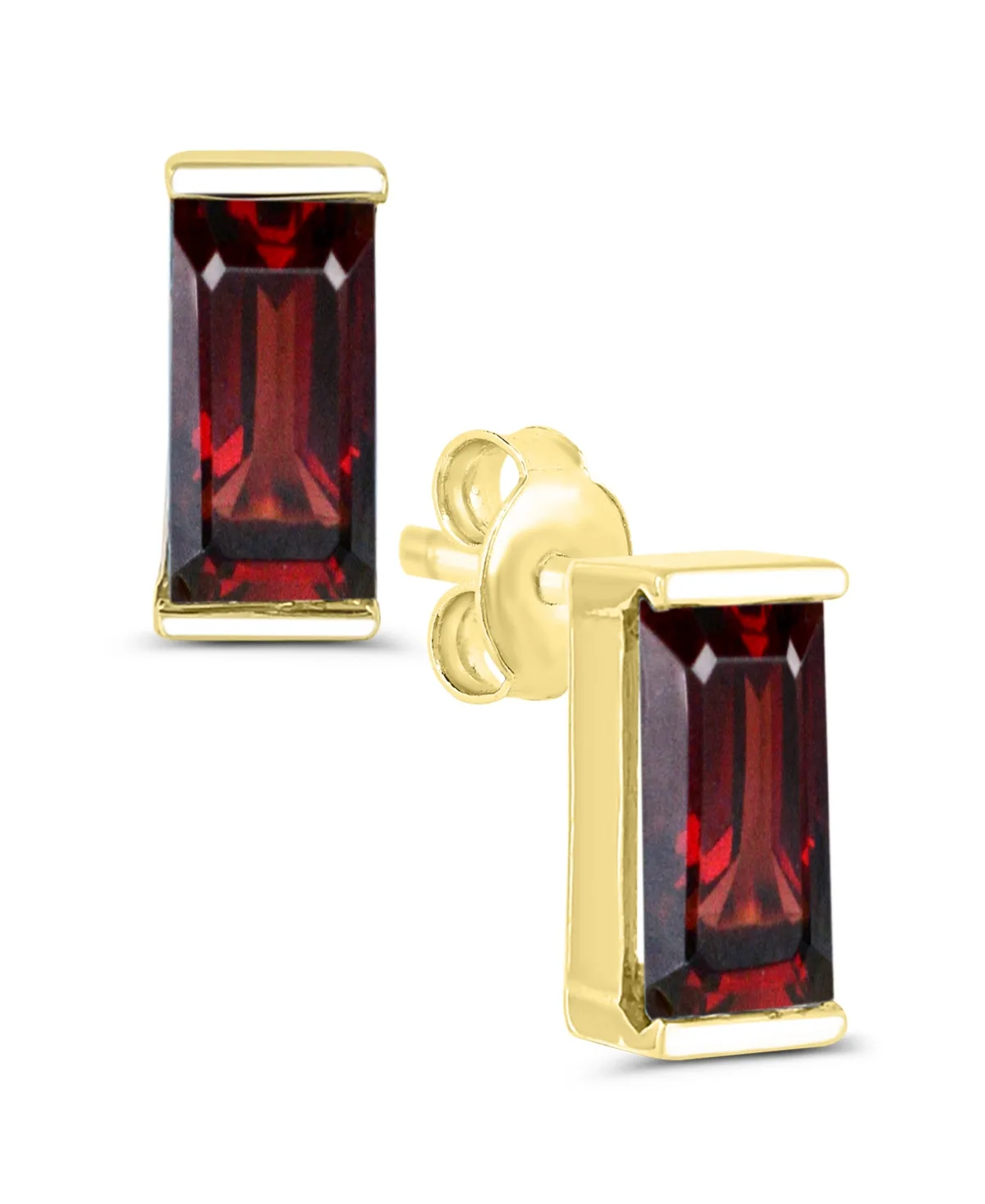 Garnet Emerald-Cut Stud Earrings (3/4 ct. t.w.) in 14k Gold-Plated Sterling Silver