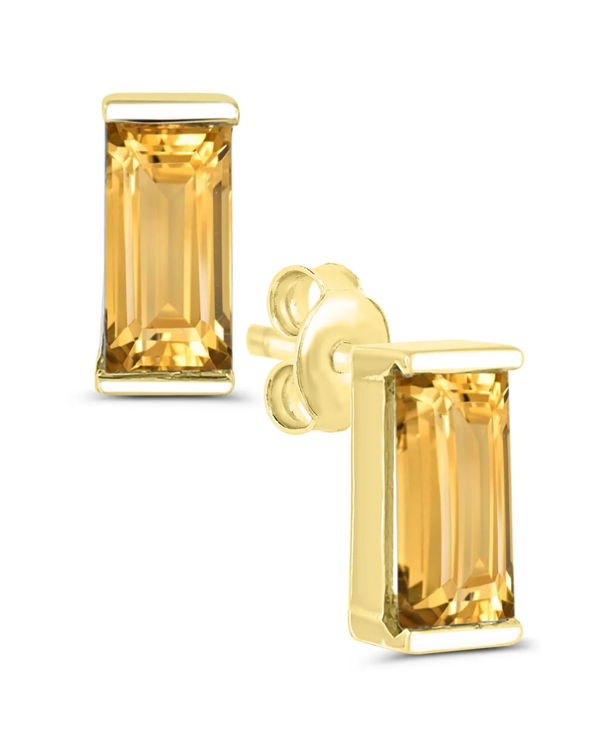 Citrine Emerald Cut Stud Earrings (3/4 ct. t.w.) in 14k Gold-Plated Sterling Silver