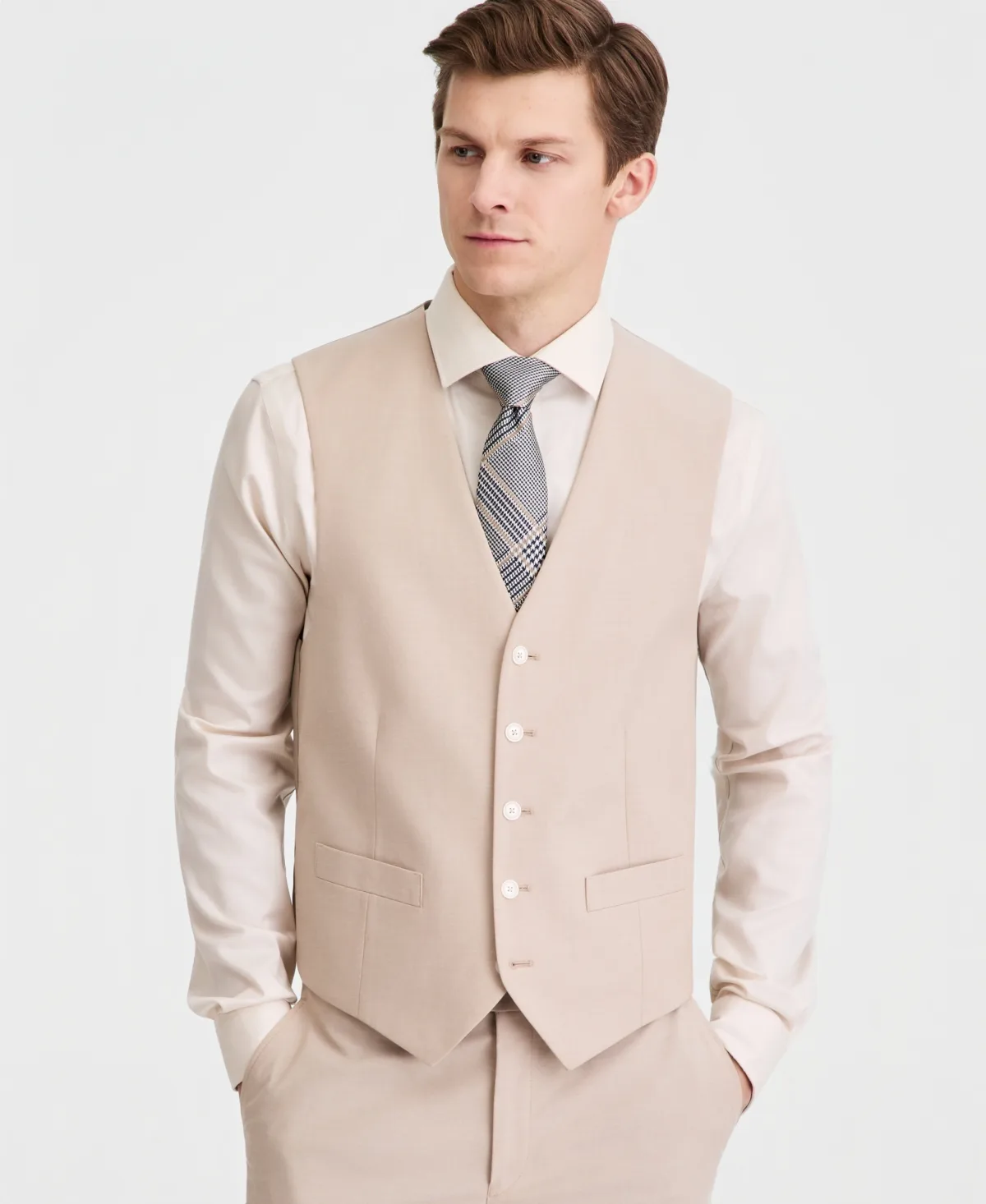 Modern-Fit Th Flex Stretch Chambray Suit Separate Vest by Tommy Hilfiger