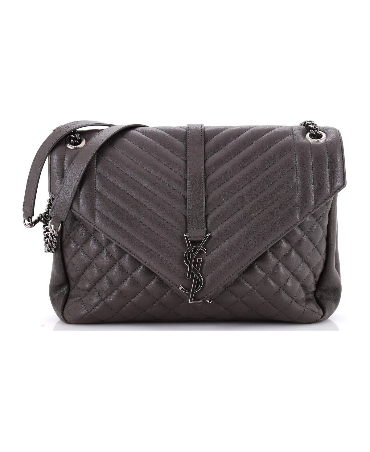 Pre-Owned Saint Laurent Large Classic Monogram Slouchy Envelope Satchel Mixed Matelasse Leather by Saint Laurent