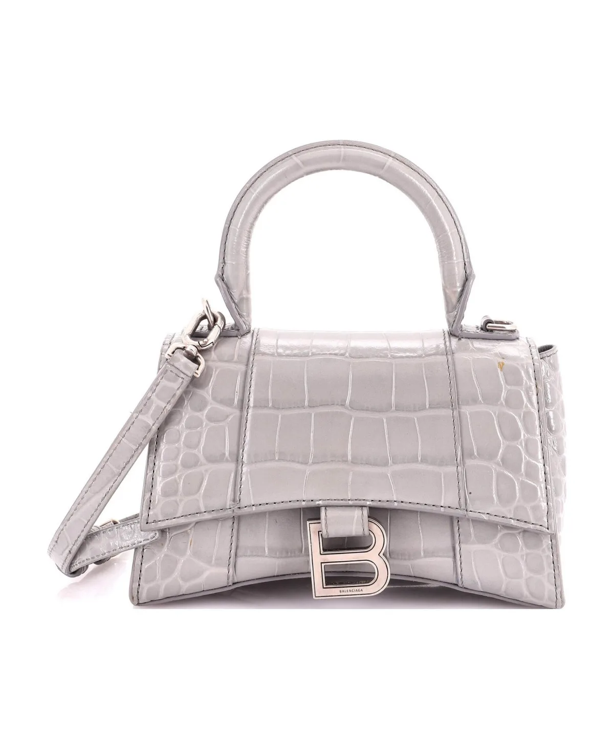 Pre-Owned Balenciaga XS Hourglass Top Handle Bag Embossed Leather by Balenciaga