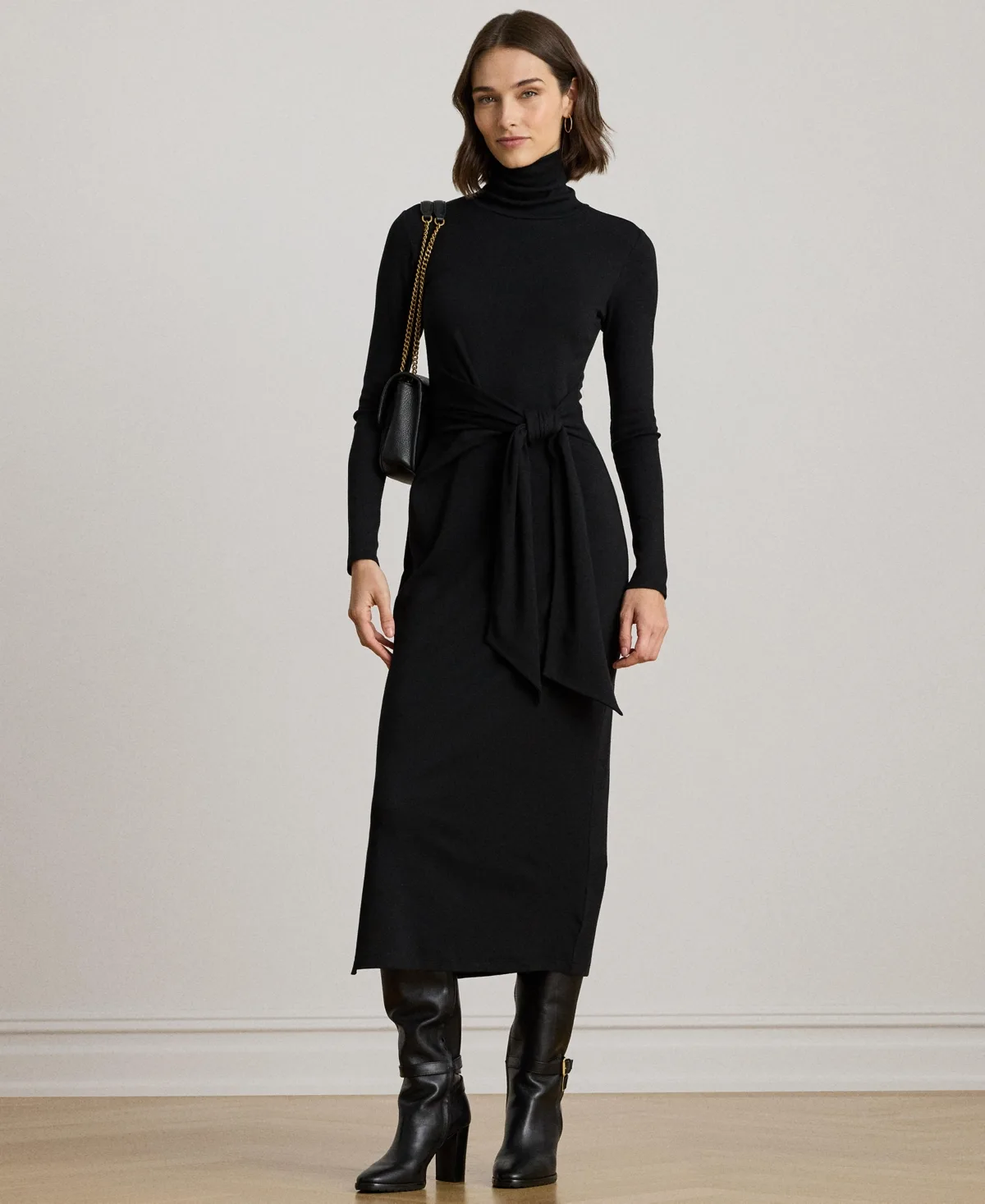 Lauren Ralph Lauren Tie-Front Turtle Neck Dress by Ralph Lauren