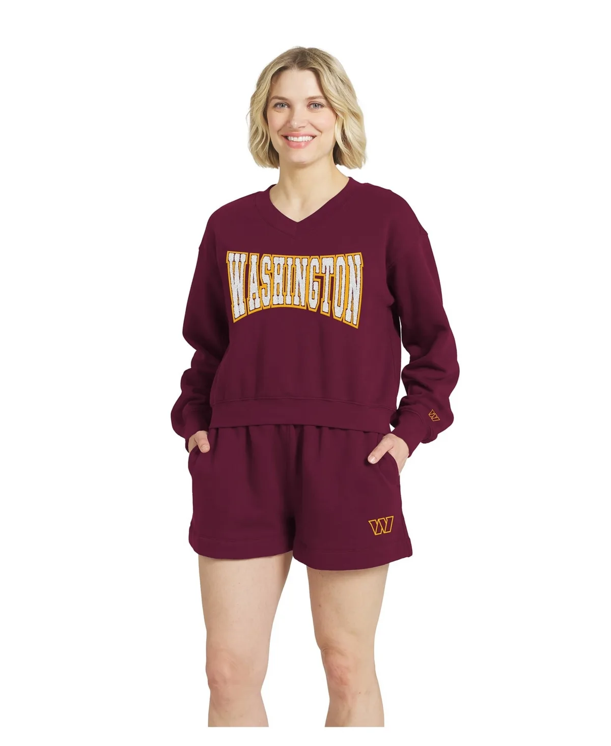 Washington Commanders Fleece V-Neck Lounge Set by Wear by Erin Andrews