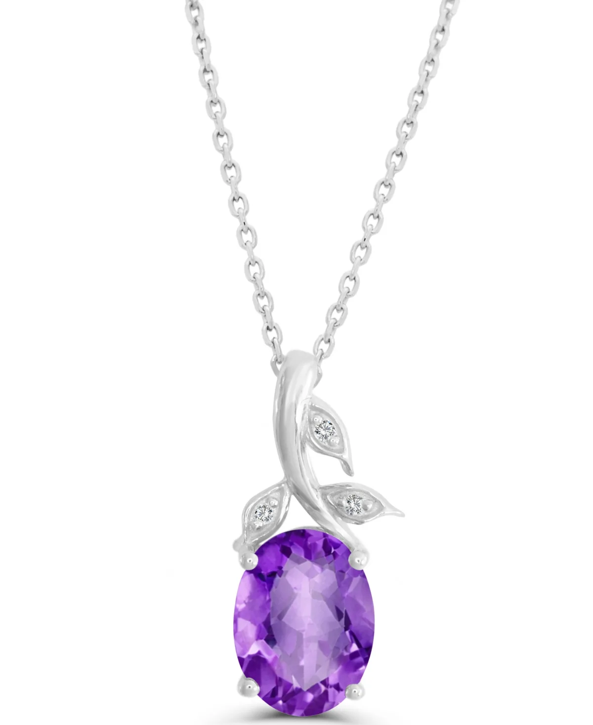 Amethyst (3/4 ct. t.w.) and Diamond Accent Pendant Necklace in Sterling Silver by Macy's