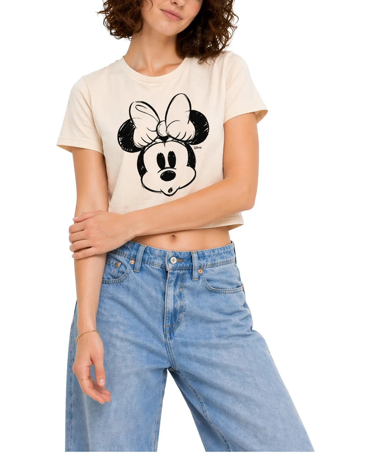 Minnie Sketch Cropped Graphic T-Shirt