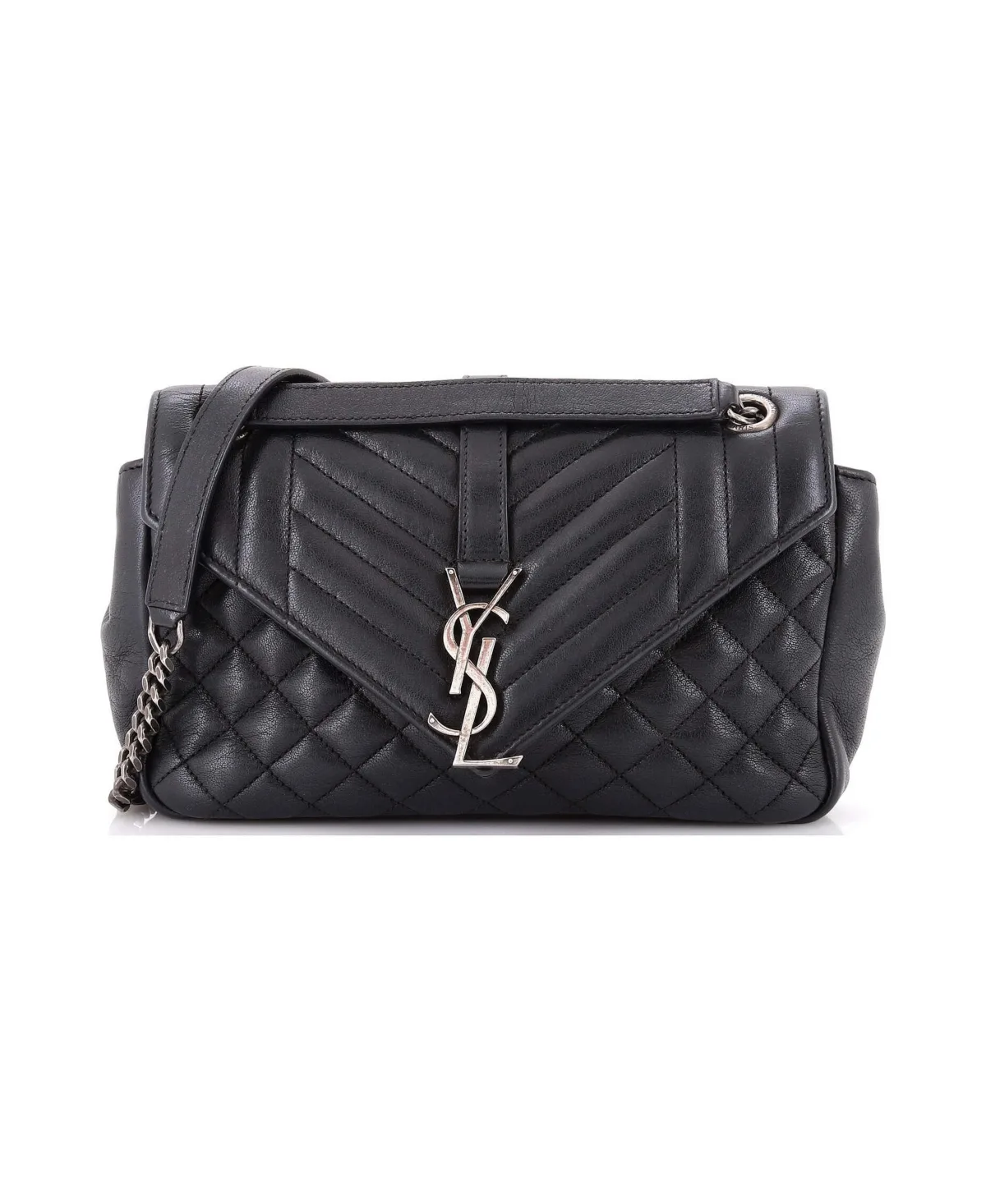 Pre-Owned Saint Laurent Medium Classic Monogram Slouchy Envelope Satchel Mixed Matelasse Leather by Saint Laurent