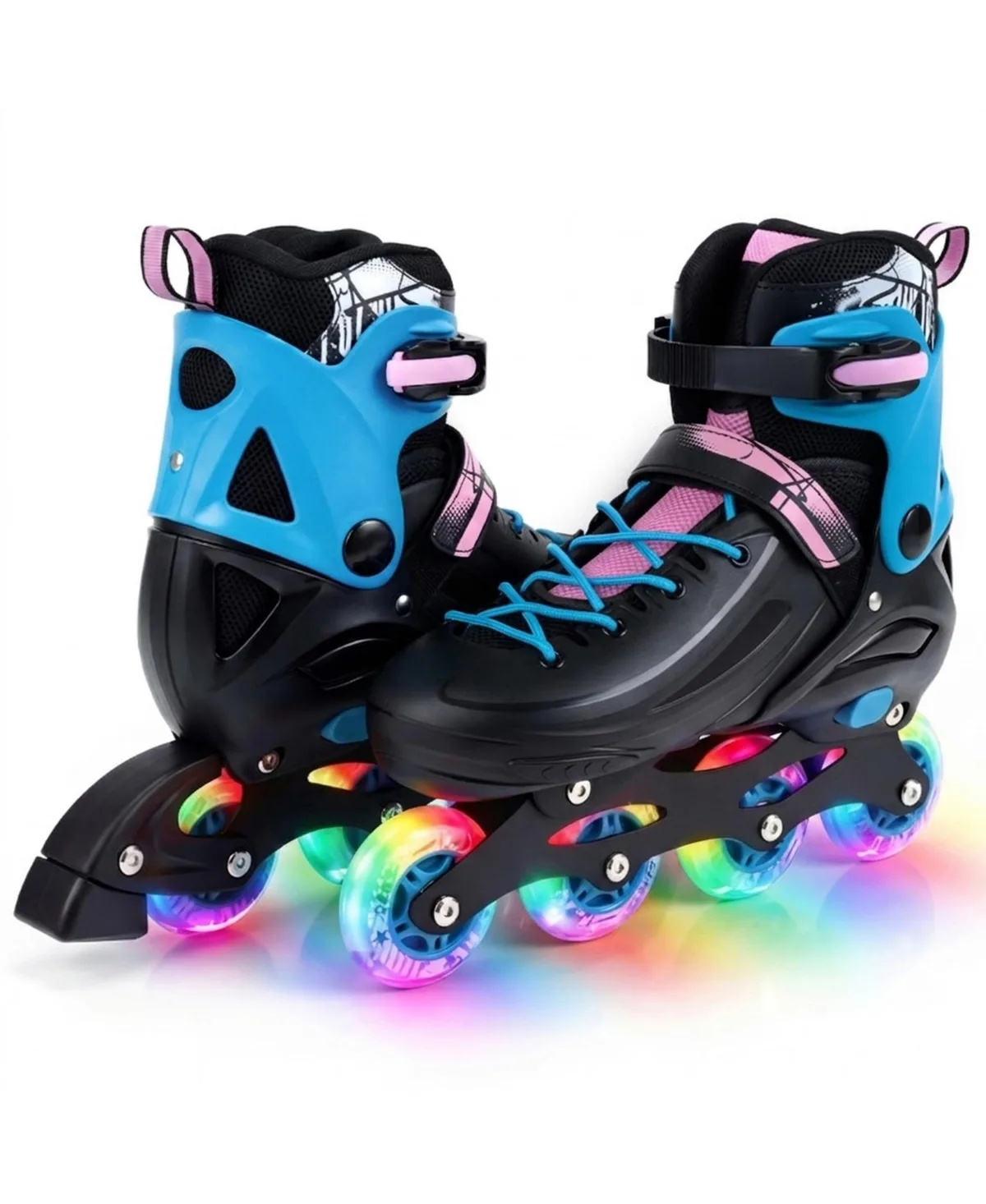 Adjustable Inline Skates with Aluminum Frame and Heel Brake Ages 9-14 by Hongge