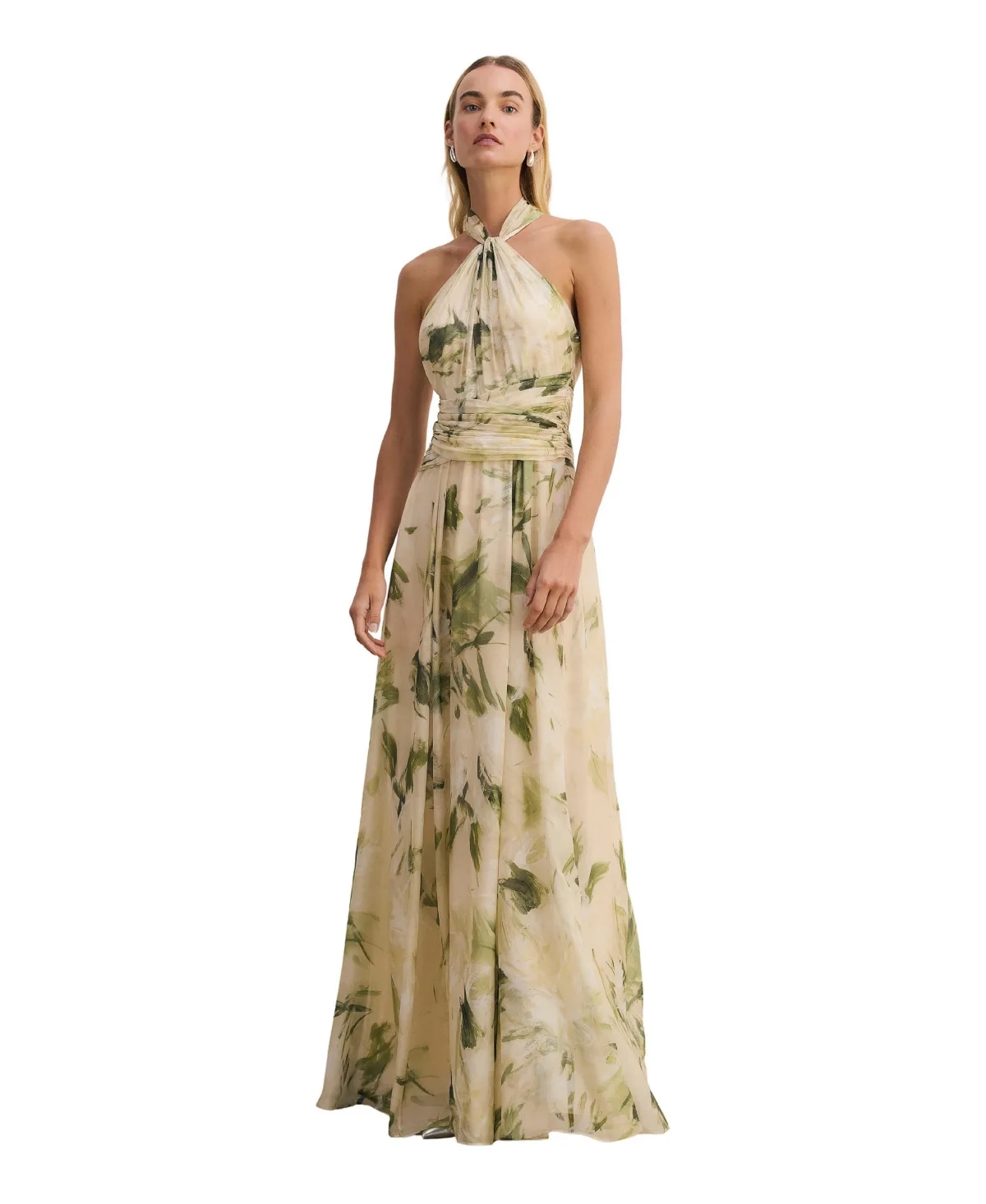 Rivera Silk Halter Maxi Dress by The Fold